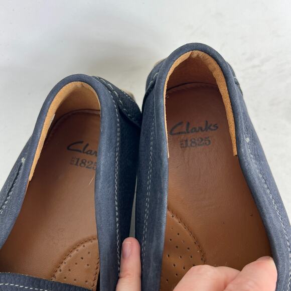 Clarks Davont Drive Loafers Mens 12 Blue Leather Slip-On Square Toe Casual Shoes - Picture 9 of 10